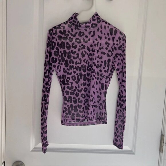 LOVERS  FRIENDS Lauryn top animal print mesh purple leopard size XXS - Picture 4 of 8